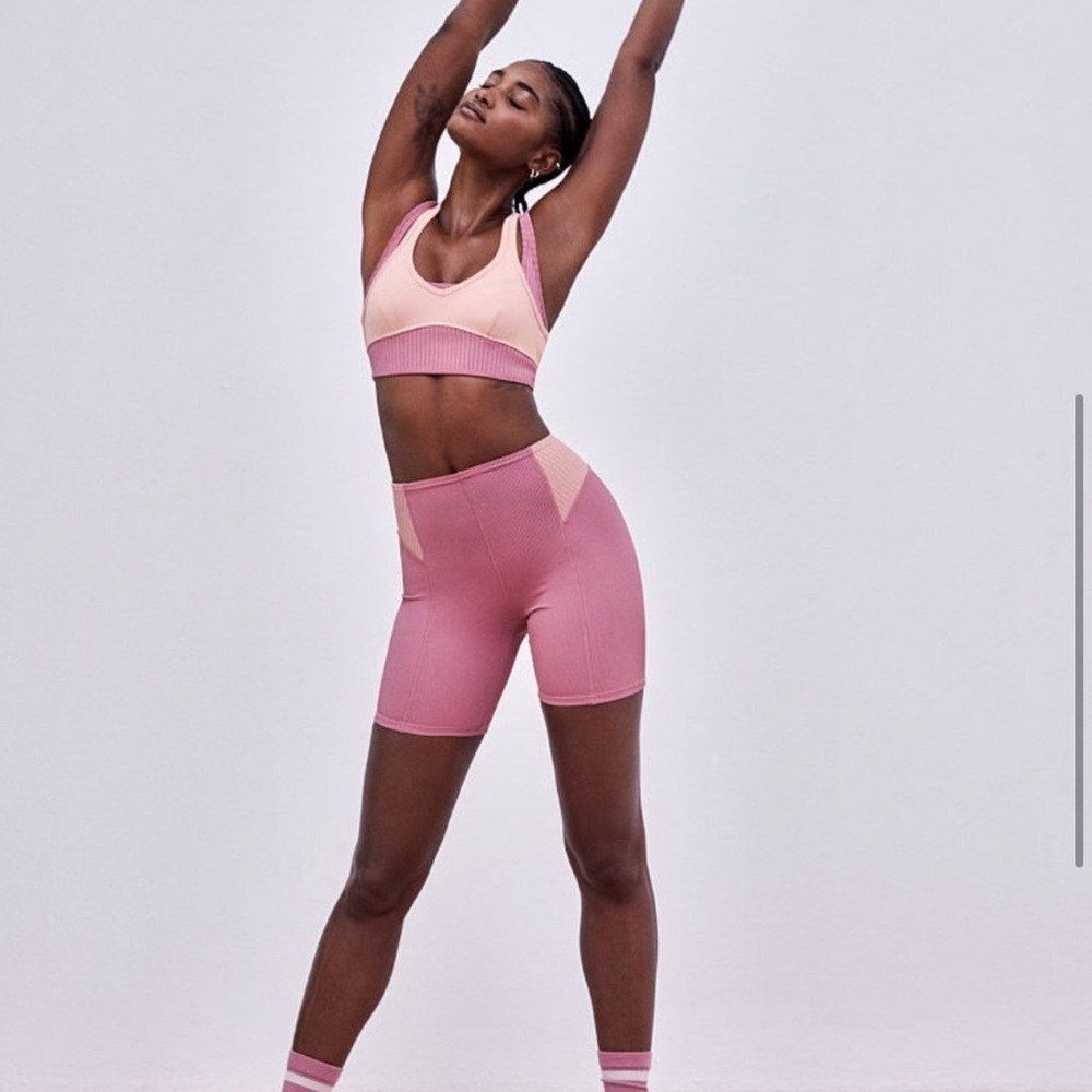 For Love And Lemons Dani Ribbed Pink Biker Athletic Shorts, Sz L, NWT! - Picture 3 of 6